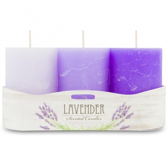 Pl violetter Lavendel Kerze 3er Packung Duft