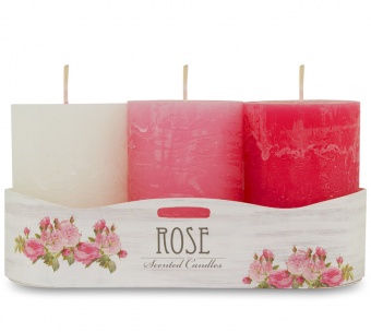 Pl Rose Rosen Kerze Packung 3 Duft