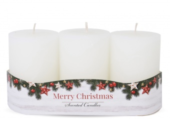 Pl weiße Kerze rustikale Weihnachten 3er-Pack Zylinder